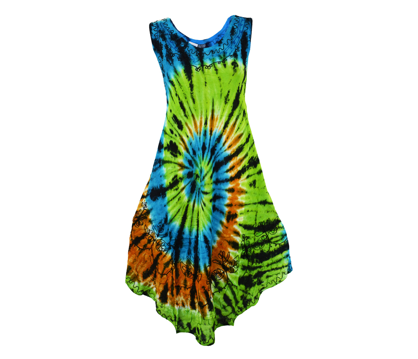 Embroidered Tie Dye Umbrella Dress