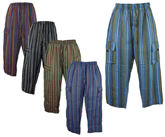 Classic Striped Cotton Cargo Trousers