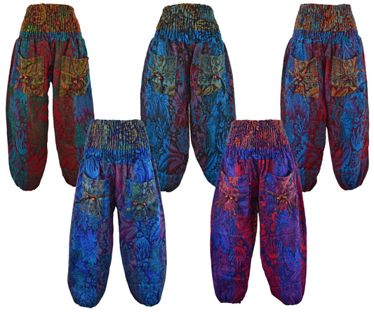 Acrylic Fleece Floral Harem Trousers