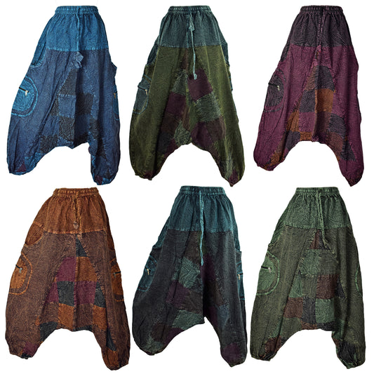 Stonewashed Patchwork Harem Trousers