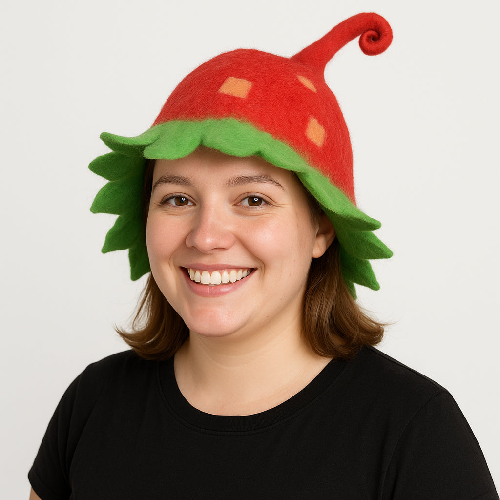 Felt Hat - Strawberry Pixie
