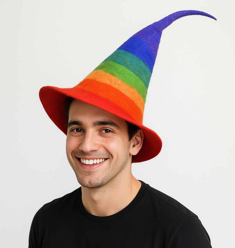 Rainbow Felt Cone Hat