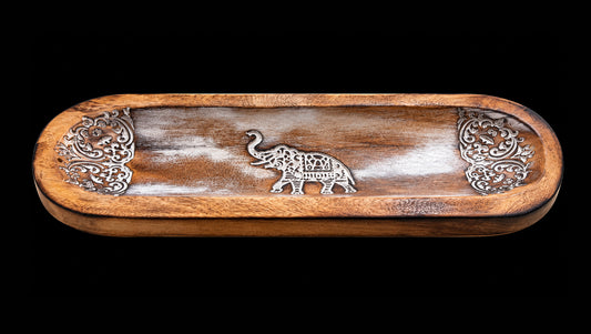 Large Wooden Incense Ash Catcher - Elephant