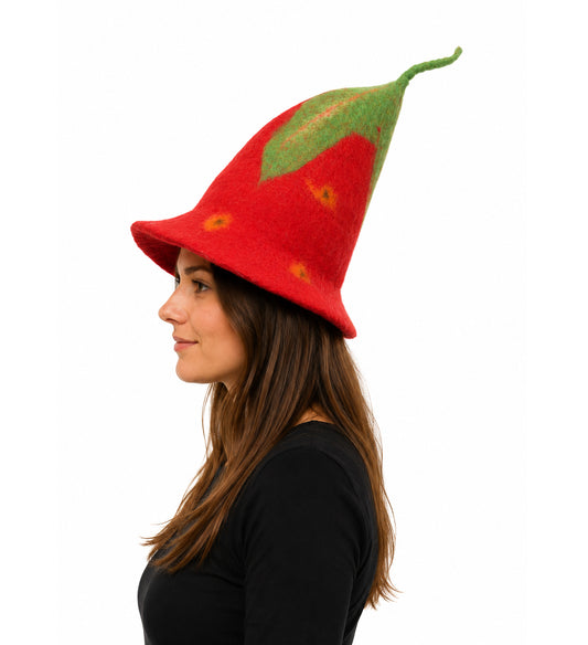 Felt Hat - Strawberry Cone