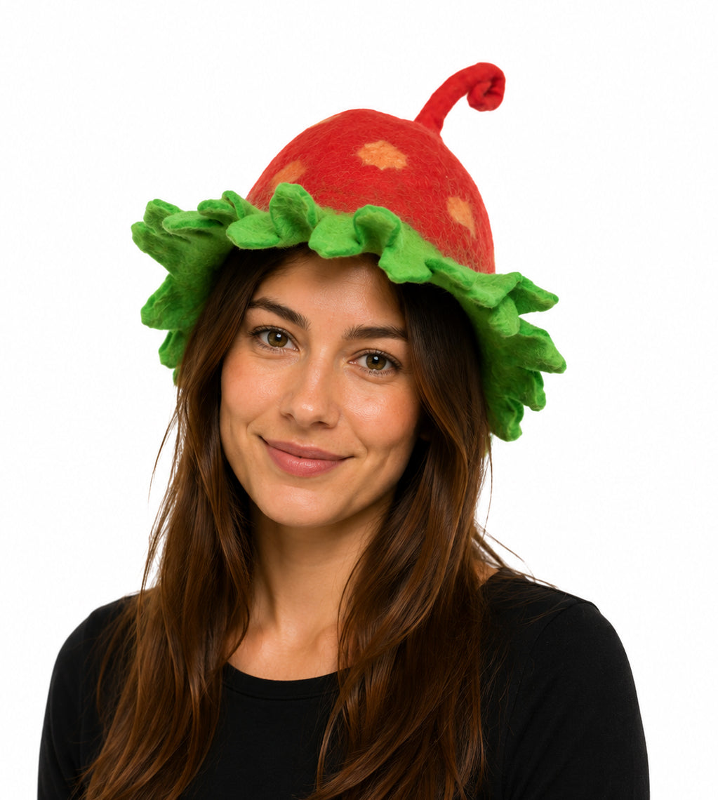 Felt Hat - Strawberry Pixie