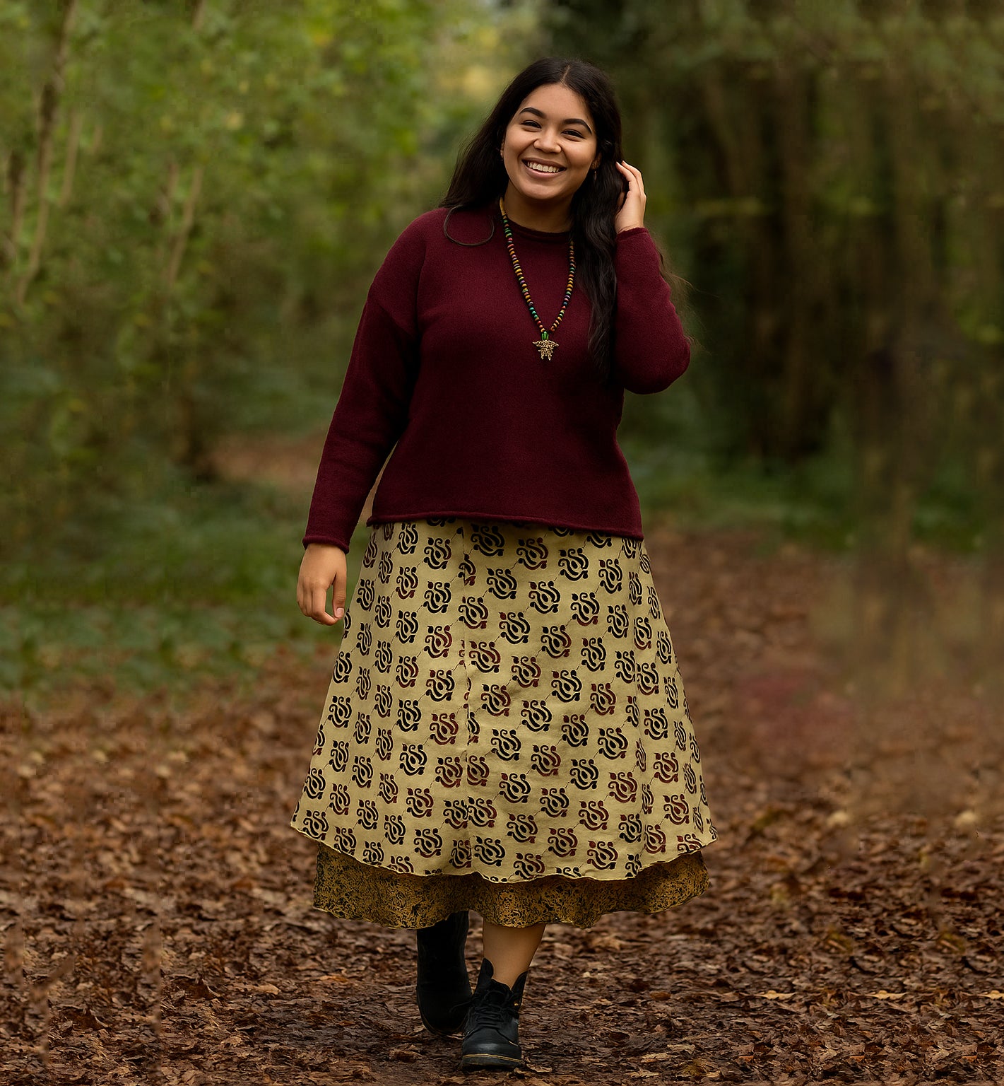 Mid Calf Length Sari Silk Wrap Skirt