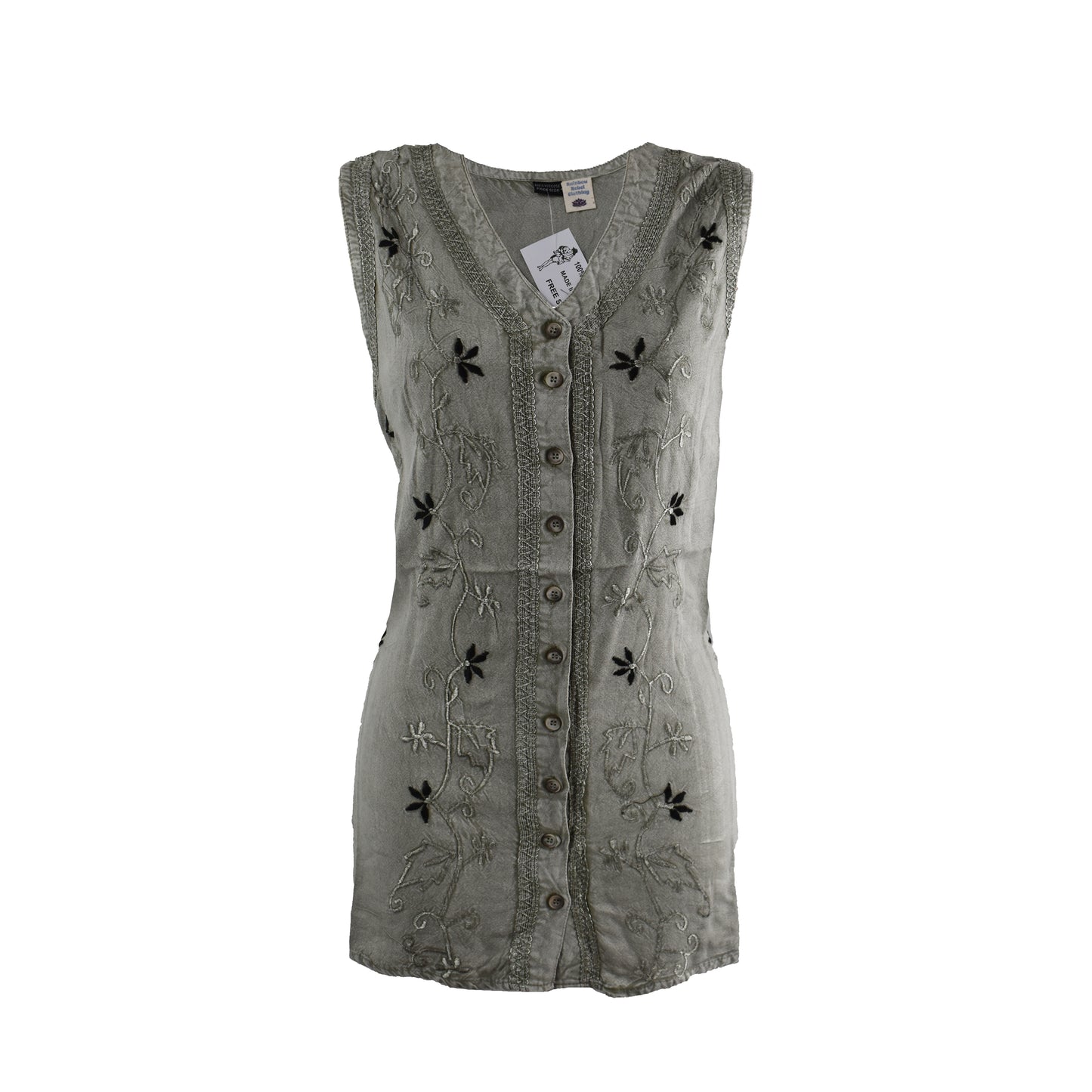 Embroidered Sleeveless Top