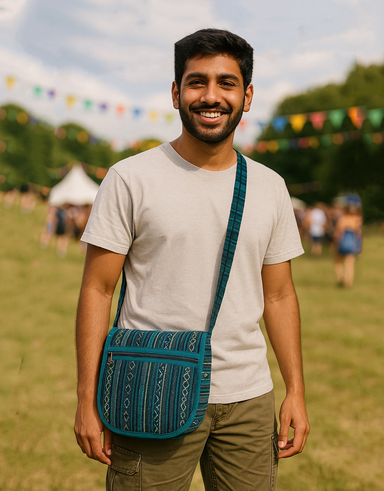 Woven Cotton Shoulder Bag