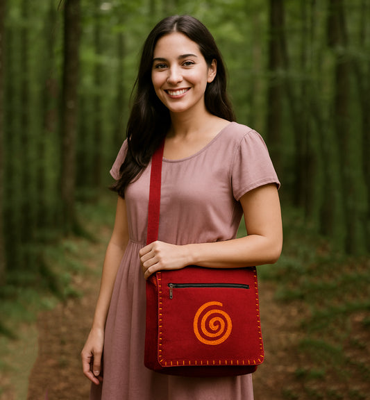 Spiral Design Cotton Shoulder Bag