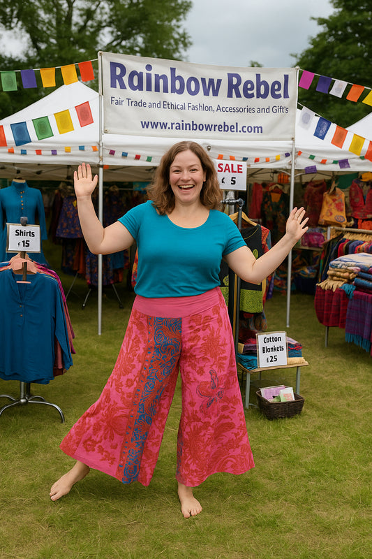 Wide Leg Patchwork Trousers