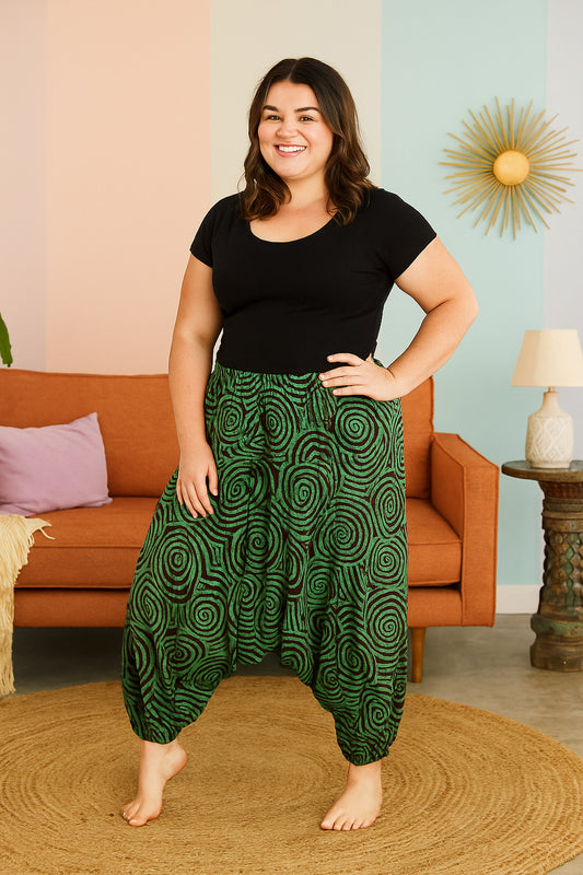 Jalebi Print Afghani Harem Trousers