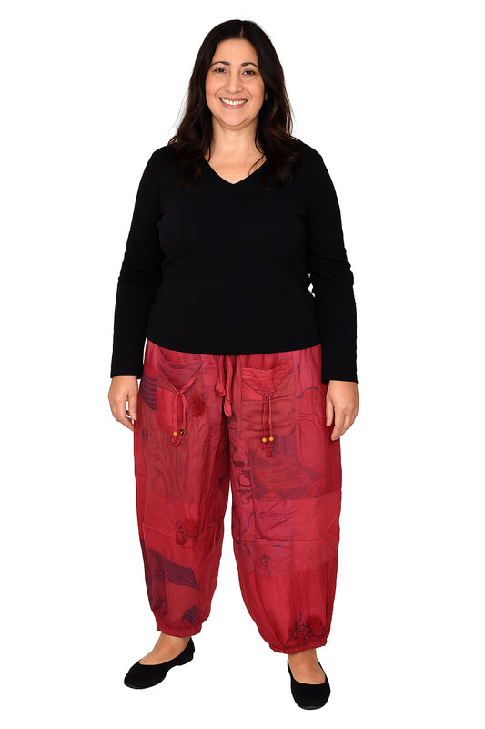 Patchwork Cotton Harem Trousers
