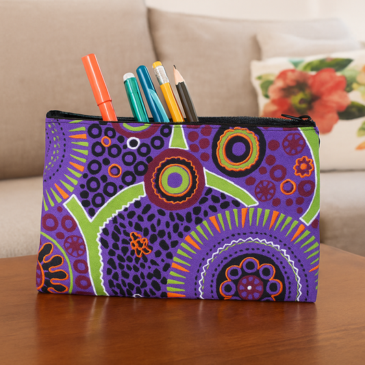 Large Printed & Embroidered Cotton Purse