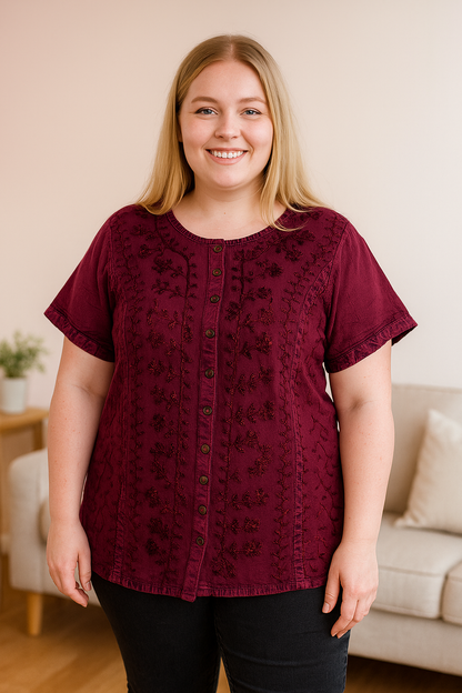 Embroidered Floral Blouse