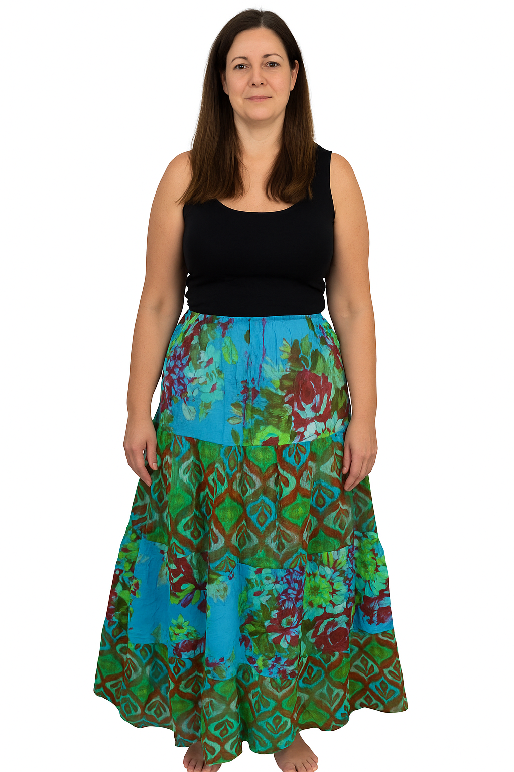 Floral Patchwork Cotton Skirt