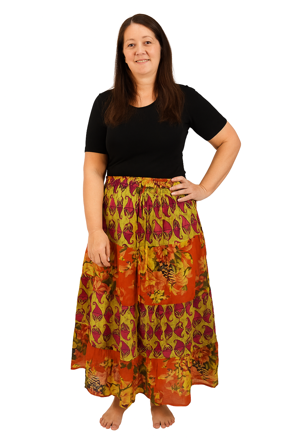 Floral Patchwork Cotton Skirt