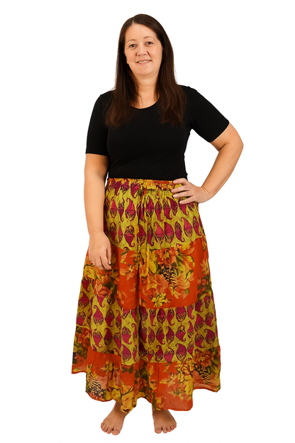 Floral Patchwork Cotton Skirt