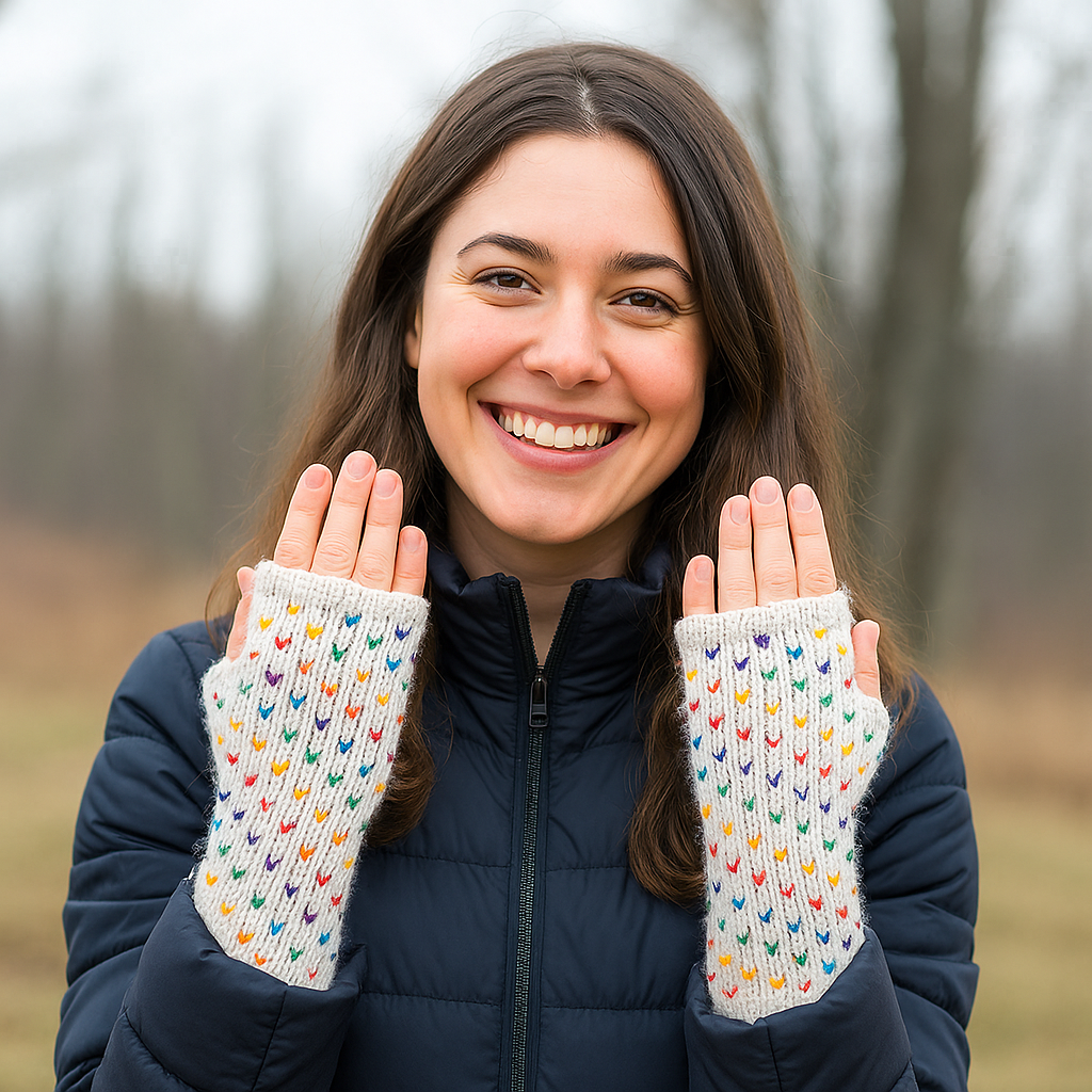 Dotty Wool Fleece Lined Wrist Warmer