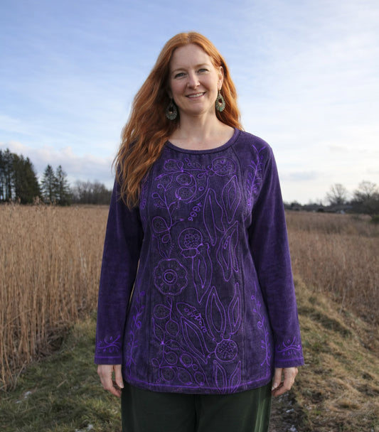 Embroidered Floral Long Sleeve Top