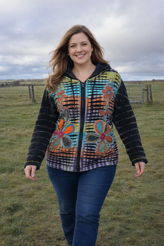 Tie Dye Floral Zip Hoody
