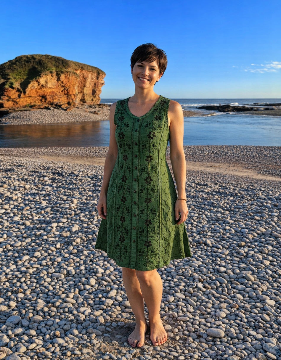 Embroidered Viscose Dress