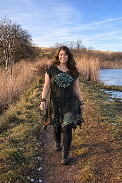 Pixie Hem Stonewashed Hooded Dress