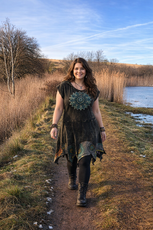 Pixie Hem Stonewashed Hooded Dress