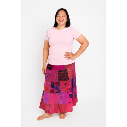 Patchwork Overdyed Cotton Skirt