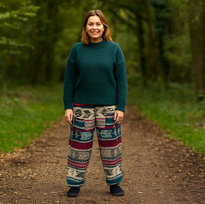 Acrylic Fleece Arrow Pattern Harem Trousers