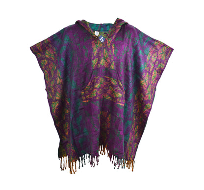 Butterfly Pattern Acrylic Fleece Ponchos