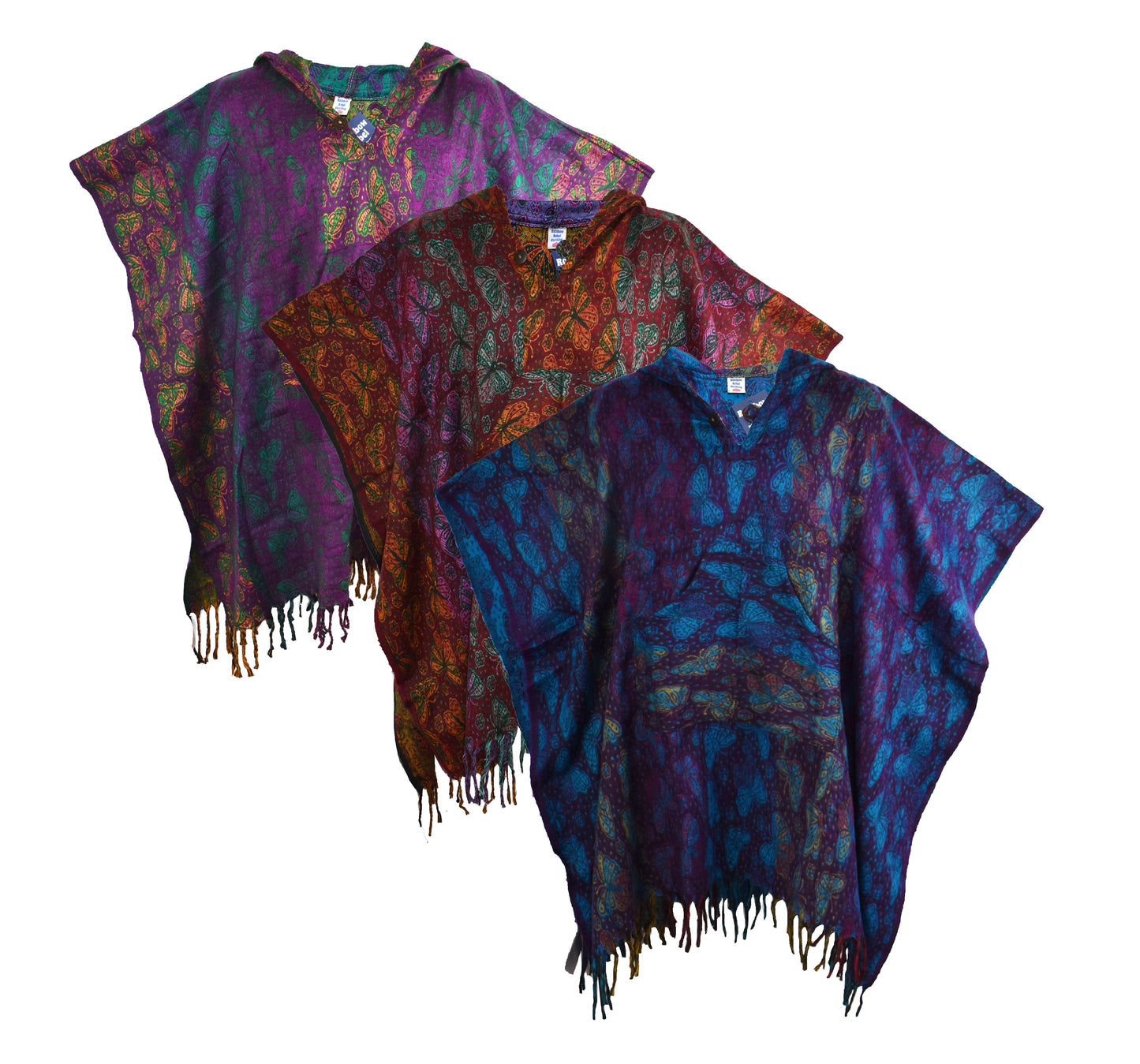 Butterfly Pattern Acrylic Fleece Ponchos