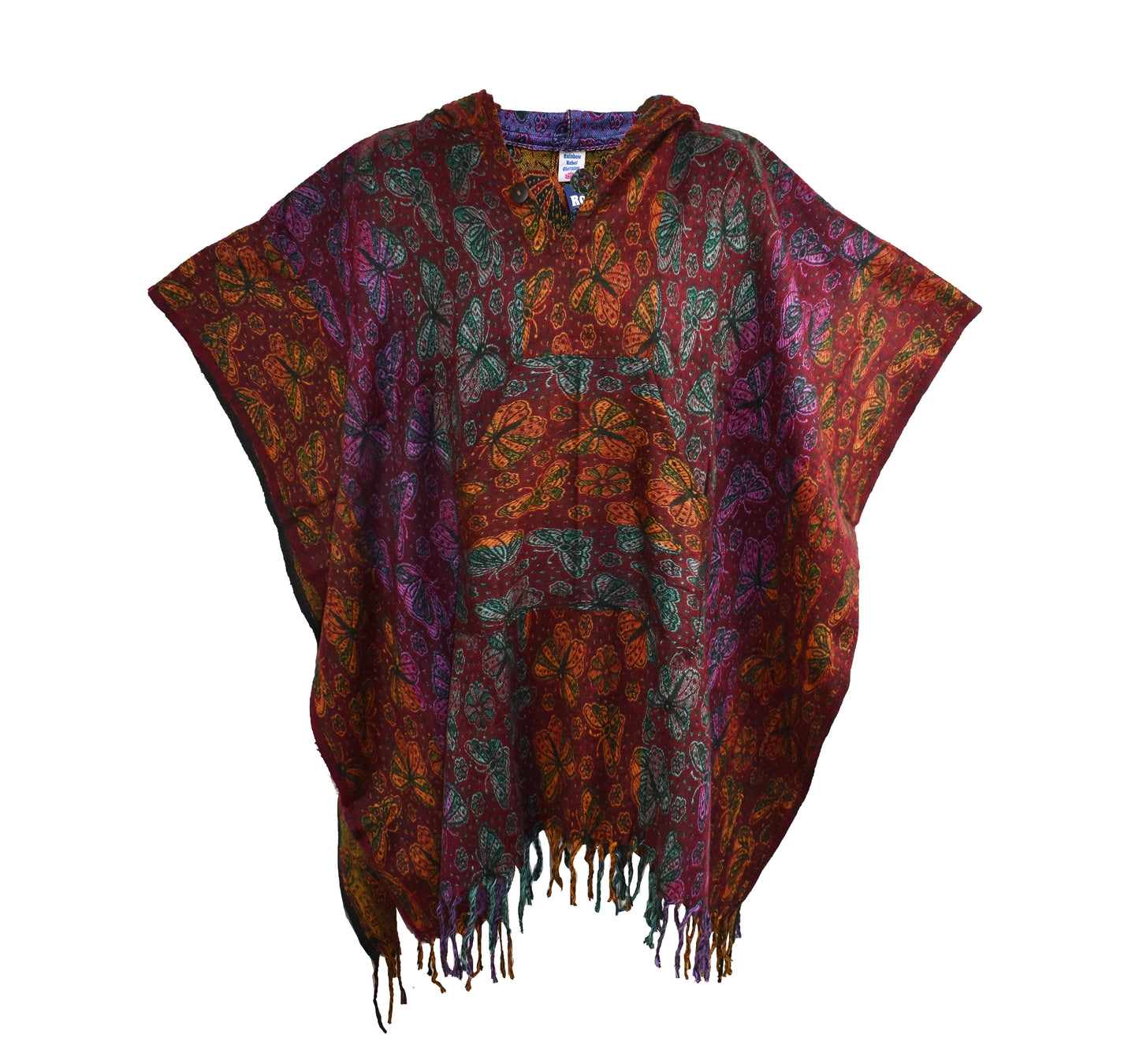 Butterfly Pattern Acrylic Fleece Ponchos