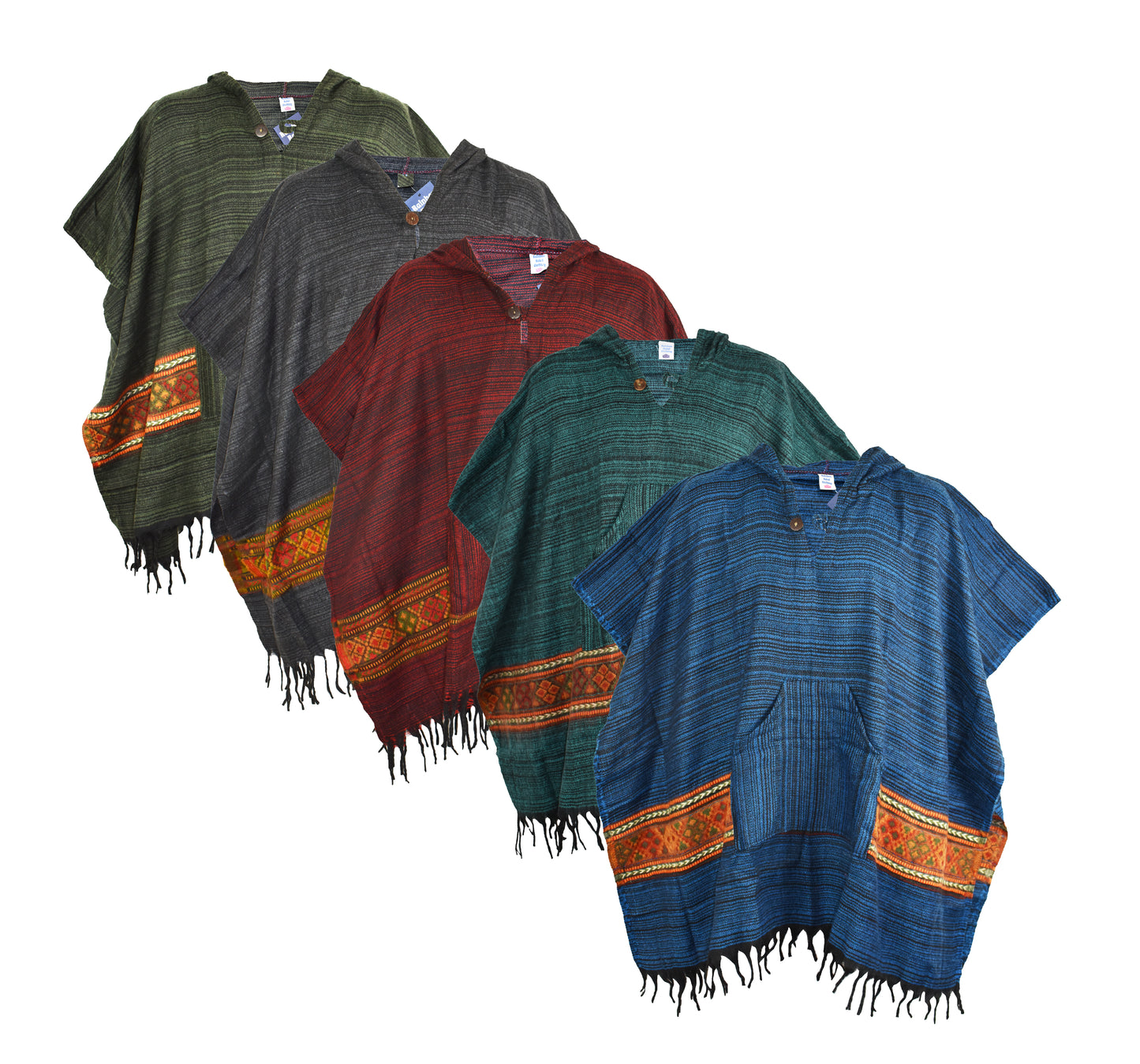 Blended Stripe Fleece Ponchos