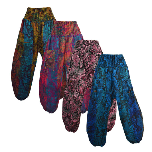 Acrylic Fleece Floral Harem Trousers