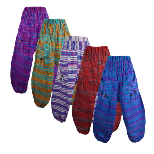 Striped Acrylic Fleece Harem Trousers