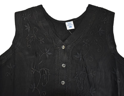 Embroidered Sleeveless Top