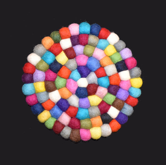 Large Multicoloured Felt Ball Mat 20cm