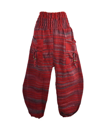 Striped Acrylic Fleece Harem Trousers