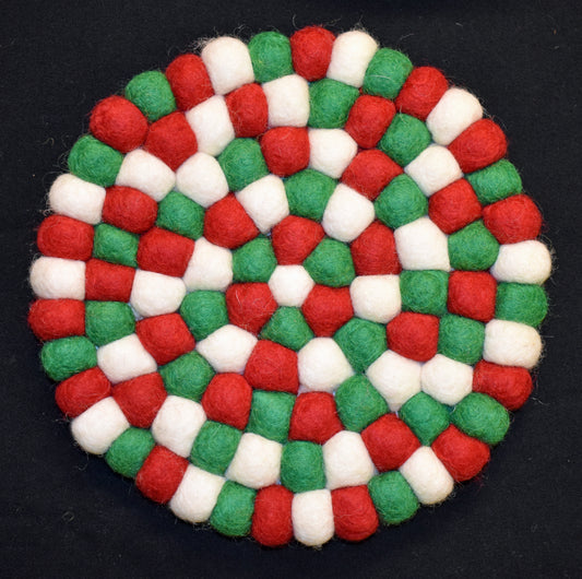 Large Red Green Felt Ball Mat 20cm