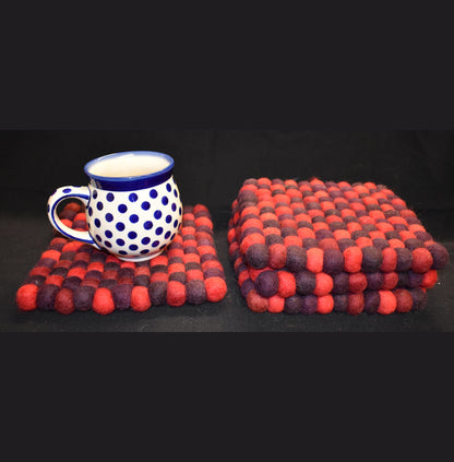 Large Square Red Felt Ball Mat 20cm