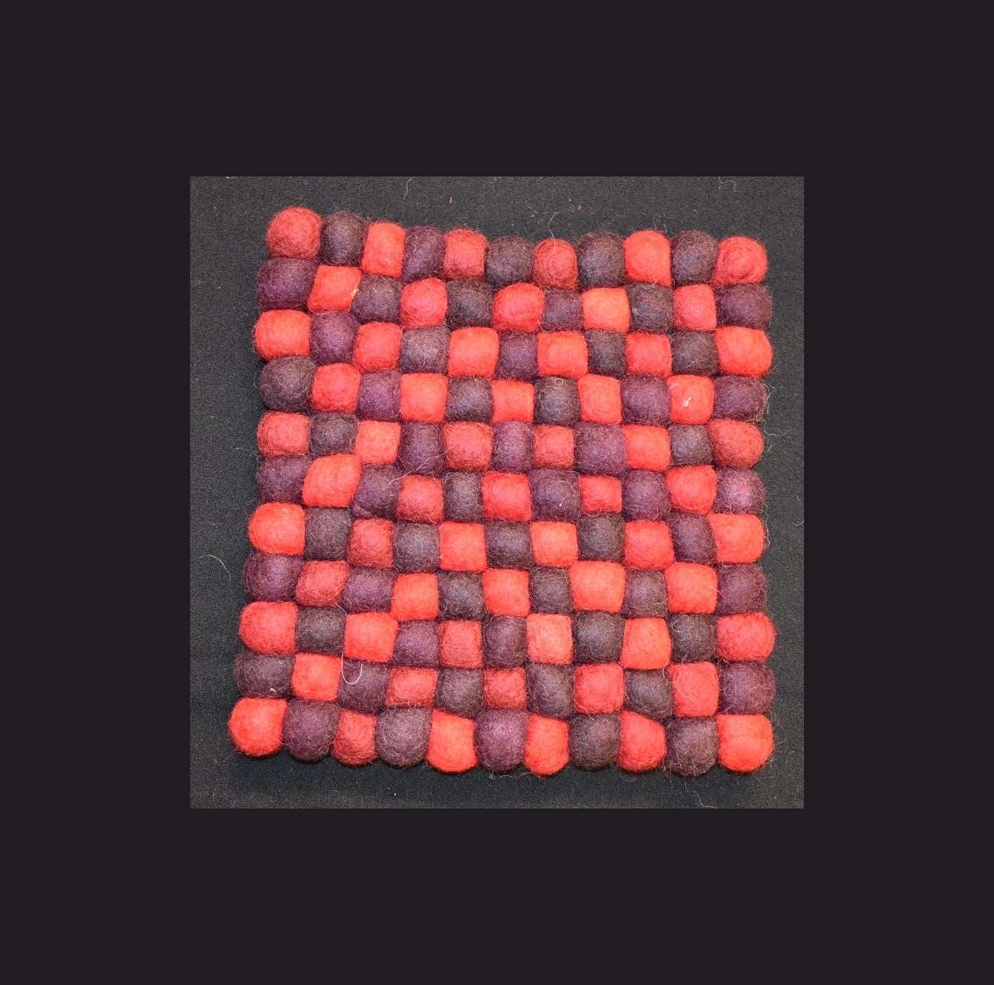 Large Square Red Felt Ball Mat 20cm