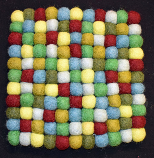 Large Square Green Felt Ball Mat 20cm