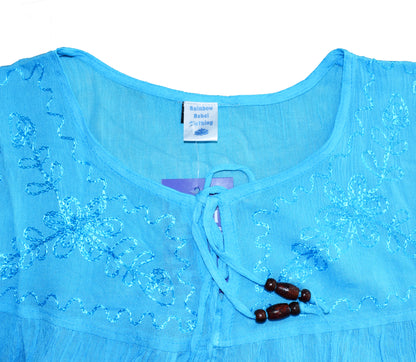 Embroidered Viscose Tunic Top