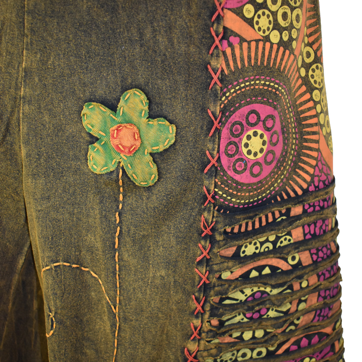 Wide Leg Embroidered Trousers