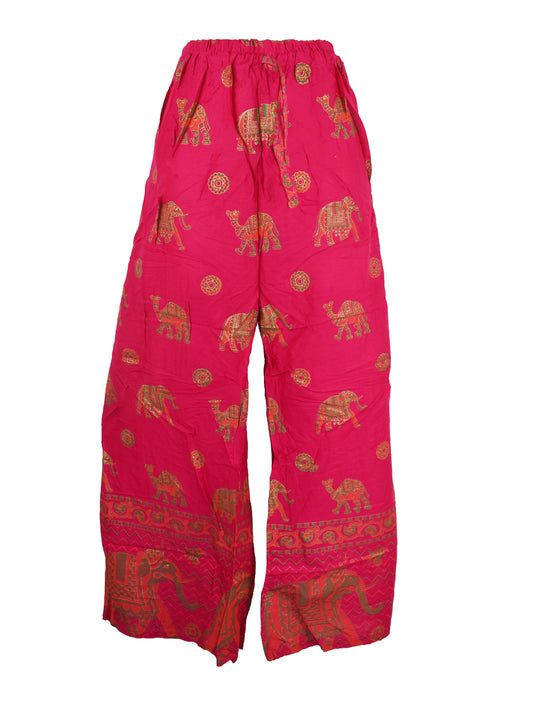 Gold Elephant Print Rayon Trousers