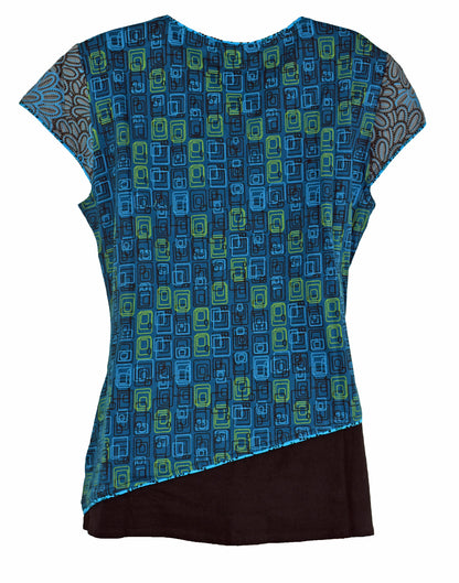 Boho Printed Cotton Cap Sleeve Top