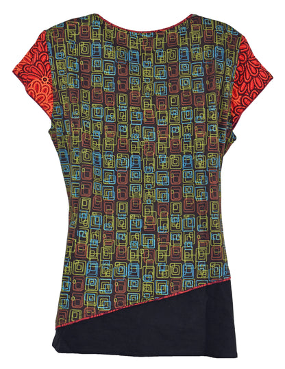 Boho Printed Cotton Cap Sleeve Top