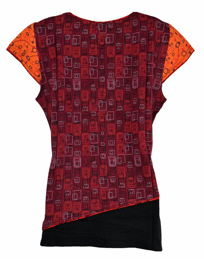 Boho Printed Cotton Cap Sleeve Top