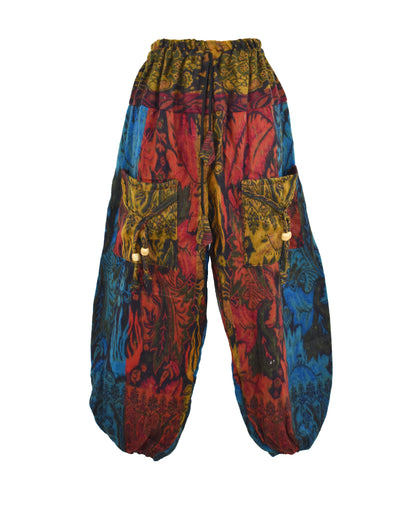 Floral Fleece Harem Trousers