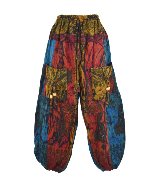 Floral Fleece Harem Trousers